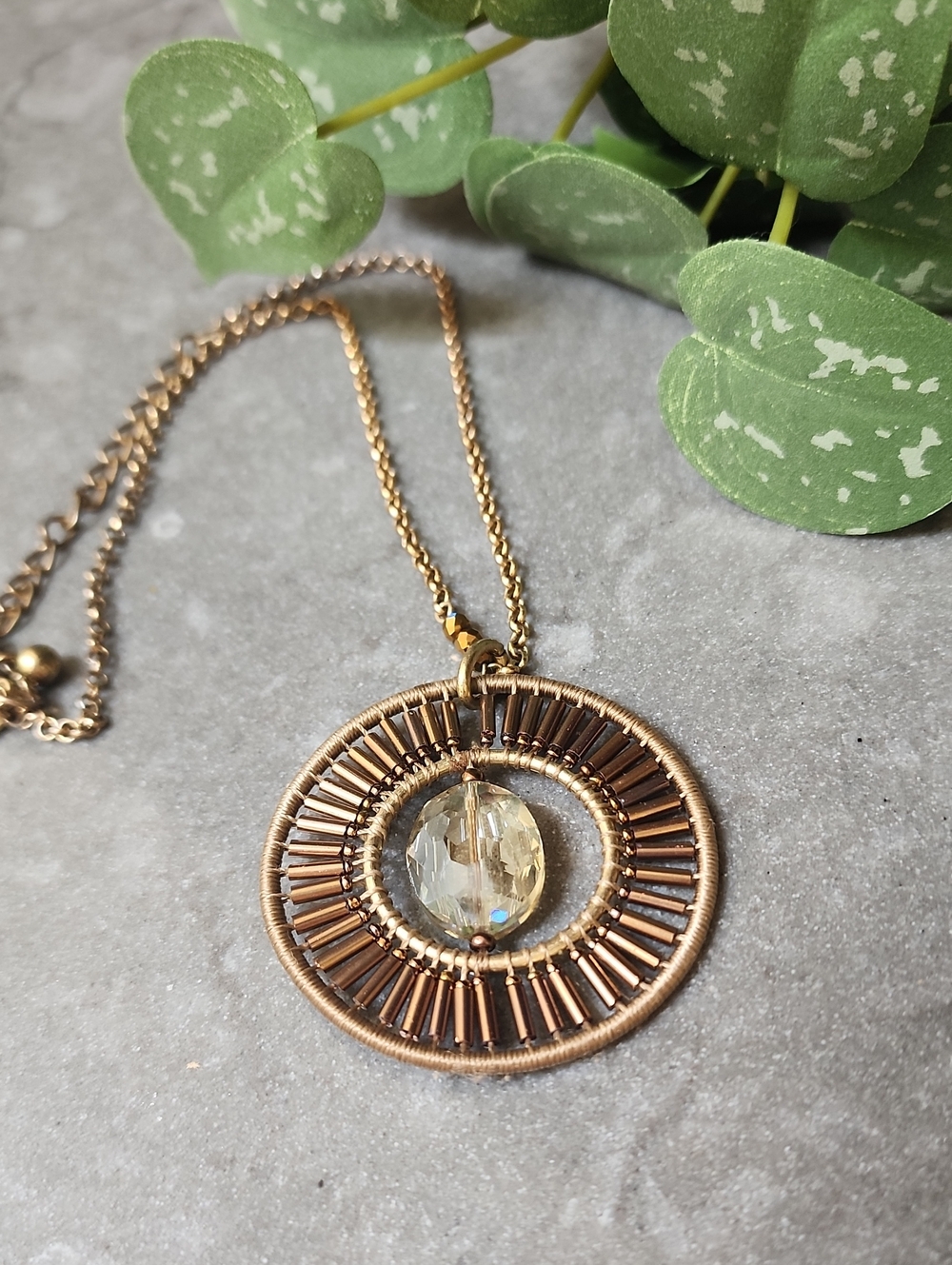 Chico's Gold and Brown Pendant Necklace
